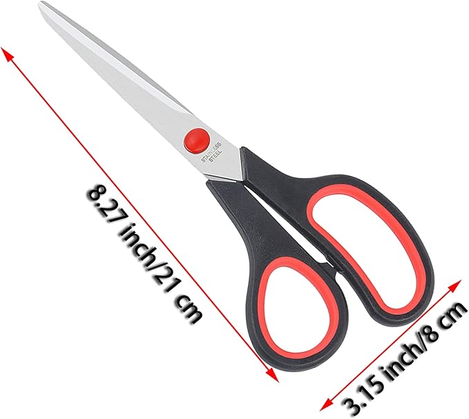Scissors All Purpose for Office Heavy Duty, 8" Scissors Bulk Pack of 12 for Home Craft Sewing Fabric Supplies, High/Middle School Student Teacher Scissor,Right/Left Handed-DeskLoop Office