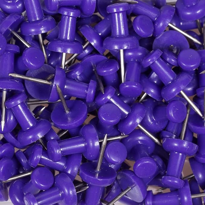 JAM PAPER Colorful Push Pins - Purple Pushpins - 100/Pack-DeskLoop Office