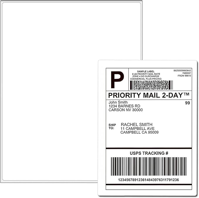 4000 Full Sheets Sticker Paper for Laser & Ink Jet Printers, 8.5" x 11" Full Sheet Address Shipping Label, 4000 Sheets 4000 Labels-DeskLoop Office