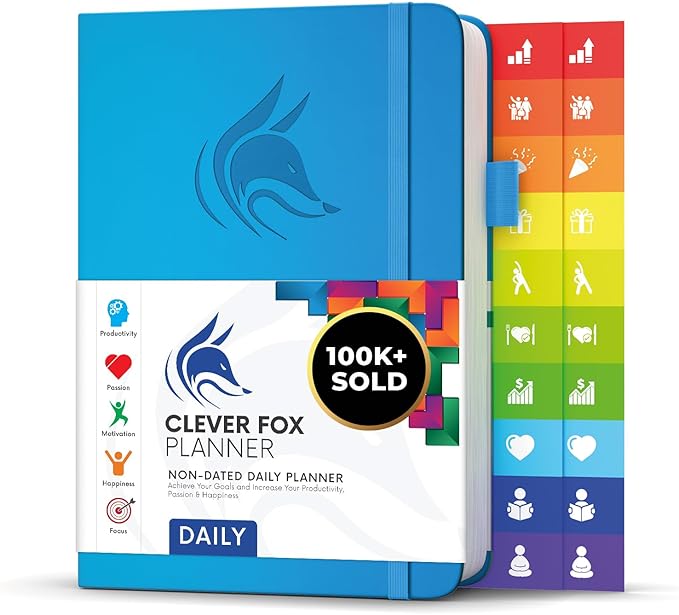 Clever Fox Daily Planner – Undated Planning Notebook with Hourly Schedule & To-Do List – Personal Day Task & Work Organizer, 6 Months (Sky Blue)-DeskLoop Office