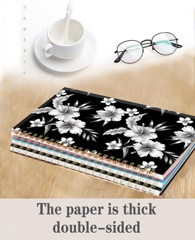 Spiral Journal Notebook,A5 Hardcover Lined Journals for Women Girl 6 x 8.3 in,120 Pages Thick Paper,Cute College Ruled Writing Notebook for Gifts Office Work School(Tropical Hibiscus Flower)-DeskLoop Office
