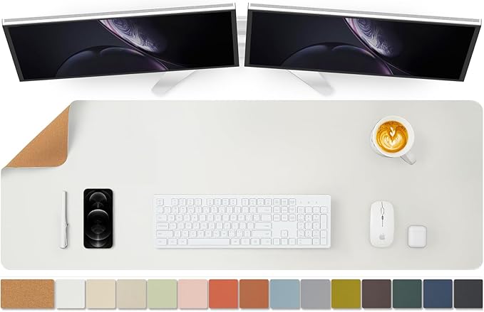 Large Cork Desk Mat - 47.2"x 17" Desk Pad for Office and Home - Ideal for Large Mouse Pad and Desk Mats on Top of Desks(White)-DeskLoop Office