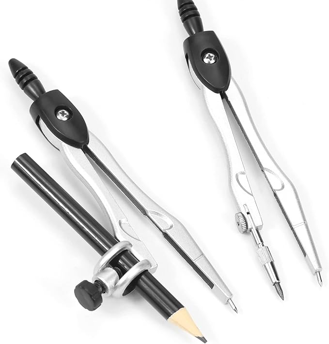 10 Pieces Math Geometry Kit Set Student Supplies with Shatterproof Storage Box,Includes Rulers,Protractor,Compass,Eraser,Pencil Sharpener,Lead Refills,Pencil,for School and Drawings(Black)-DeskLoop Office