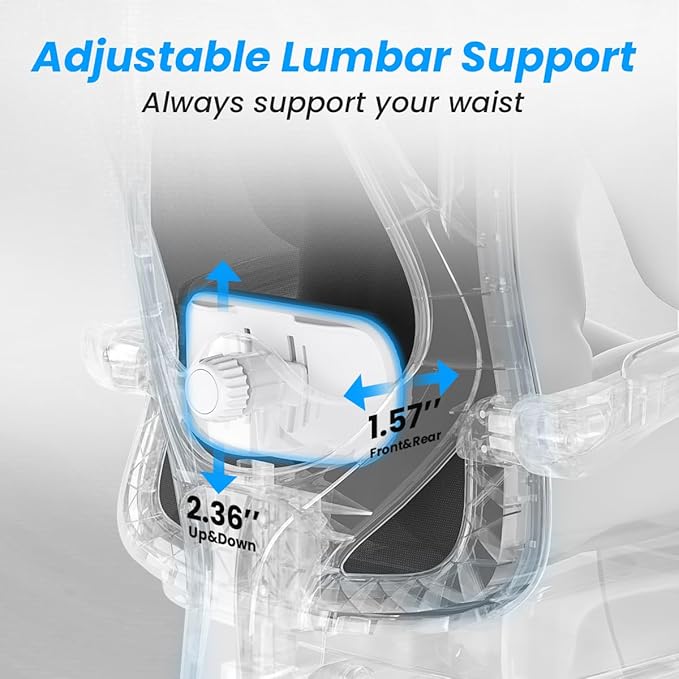 Farini Ergonomic Office Chair with Footrest, Mesh Office Desk Chair with Headrest, High Back Computer Chair with Adjustable Lumbar Support for Home Office Study Room Bedroom, White & Black-DeskLoop Office