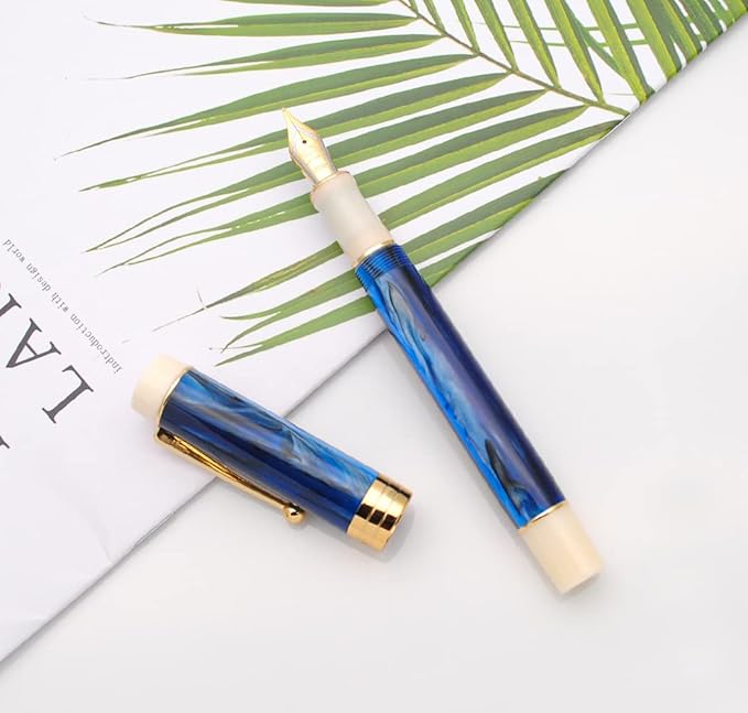 JINHAO 100 Fountain Pen with Ink Converter (Medium Nib 0.7mm, Galaxy Blue-B)-DeskLoop Office
