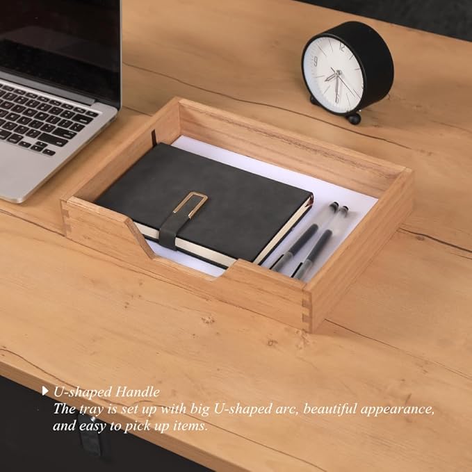 Wood Letter-Size Tray for Office Desktop Organizer - Wooden Front-Load Documents Tray for Mail, Paper, File, Magazine, Pen,Notebook Storage Paper Holder Trays Light(DGTU-LT)-DeskLoop Office