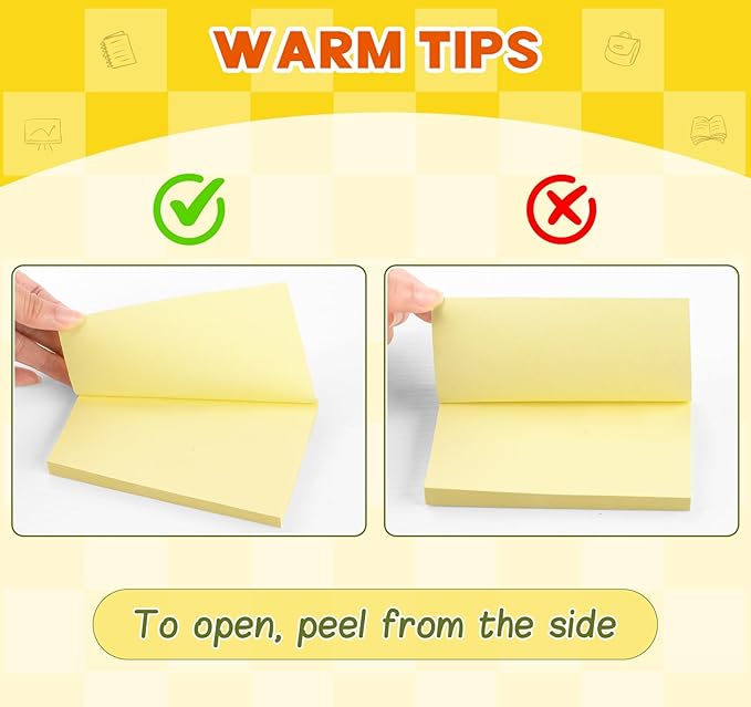 (8 Pack) Large Sticky Notes 3x5 in Yellow, 800 Pcs Self-Stick Notes,100 Sheets/Pad Super Adhesive Sticky Pads Recyclable for Home, Office, Notebook, Clean Removal-DeskLoop Office