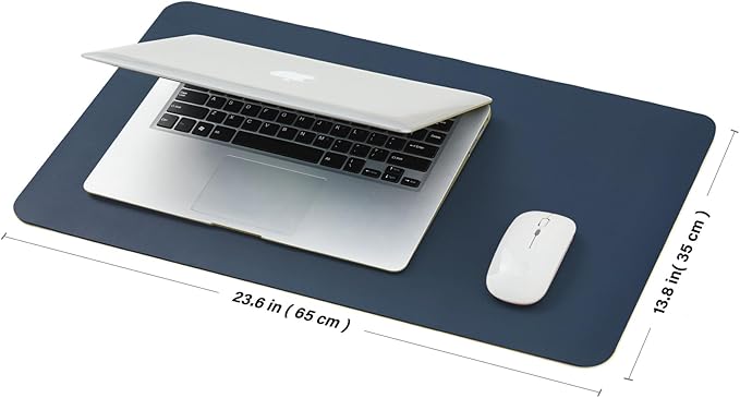 Cork Desk Mat - Small Dual-Sided Desk Pad for Office and Home - Desk Organization and Accessories - Ideal for Large Mouse Pad and Small Desk Mats on Top of Desks(Dark Blue,23.6"x 13.8")-DeskLoop Office