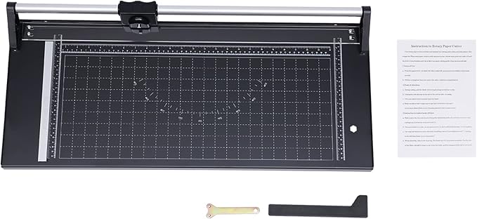 24 Inch Commercial Manual Precision Rotary Paper Trimmer Cutter,Heavy Duty,Smart Cut for Photo Paper, Film, Art Paper Jam, Office Paper, Thin Plastic Soft Board, PVC,Cutting Table 80x31.5cm-DeskLoop Office