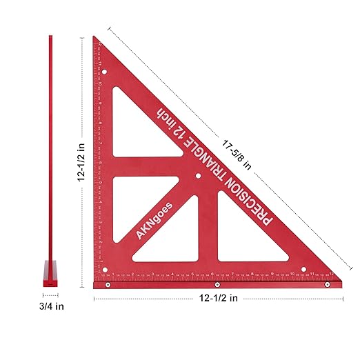 Precision Triangle Square 12inch, Metric & Imperial Scale Framing Square for Precise 90 and 45-Degree Measurement, Aluminum Alloy Architect Ruler for Carpenter-DeskLoop Office