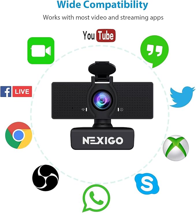 NexiGo N60 1080P Webcam with Microphone, Adjustable FOV, Zoom, Software Control & Privacy Cover, USB HD Computer Web Camera, Plug and Play, for Zoom/Skype/Teams, Conferencing and Video Calling-DeskLoop Office