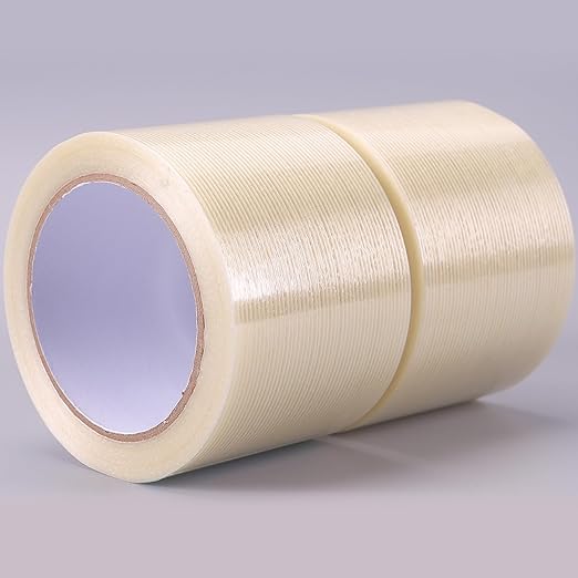 Strapping Tape 3 inch, Heavy Duty Shipping Packing Tape, Clear Filaments Run Lengthwise, Waterproof, Fiberglass Reinforced Packing Tape-DeskLoop Office