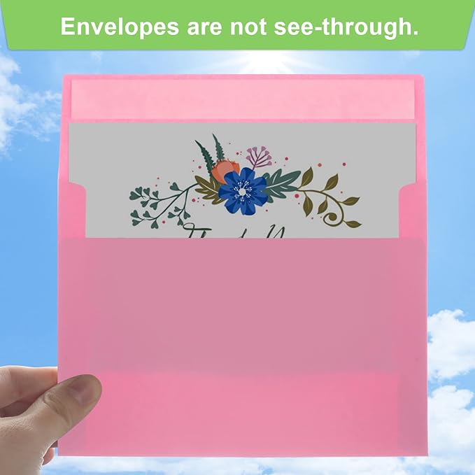 50 Pack 5x7 Envelopes - A7, Printable Invitation Envelopes - Self Seal for Weddings, Invitations, Photos, Greeting Cards, Mailing (Pink)-DeskLoop Office