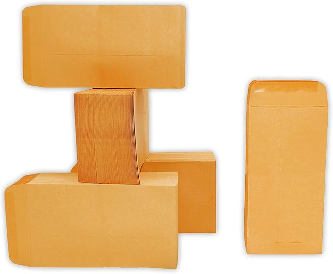 500 PCS #5 Coin Envelopes, 3.125 x 5.5 inches Brown Kraft Envelopes Classic Small Parts Envelopes with Self Adhesive Gummed Flap for Coins, Cash, Credit Cards, Seeds-DeskLoop Office
