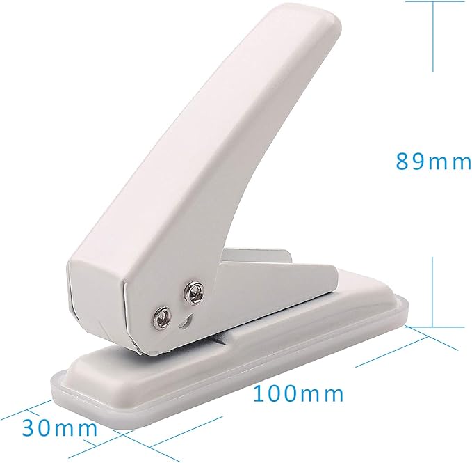 Single Hole Puncher Handheld 1/4 Inches Hole Punch, 20 Sheet Paper Punch Capacity Metal Hole Puncher with Skid-Resistant Base for Paper, Chipboard, Art Project, Ivory White-DeskLoop Office