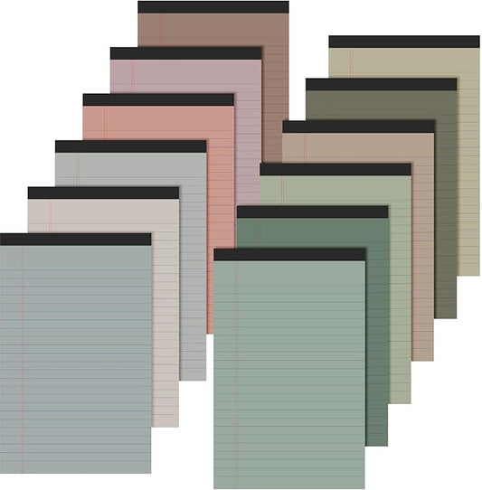 Lincia 12 Pcs 12 Pcs 5" x 8" Small Legal Pads Colored Lined Note Pads Narrow Ruled Writing Notepads 50 Sheets Per Micro Paper Notebook Lined and Perforated for College Office Supplies (Fresh Colors)-DeskLoop Office