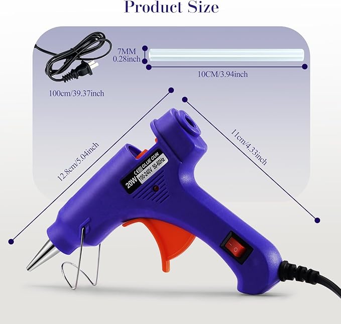 Mini Hot Glue Gun, Hot Melt Gun with 30 Glue Sticks for Arts Crafts, Mini Glue Gun Kit for Kids School Craft and Quick Home Repairs (Multicolored, 20W, 6 Pieces)-DeskLoop Office