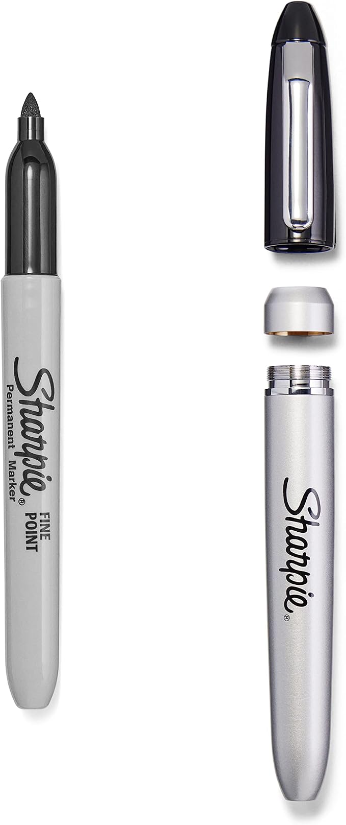 Sharpie Permanent Markers with Stainless Steel Marker Case Fine Point Black 6 - Image 7