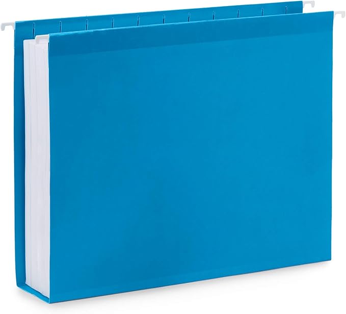 Blue Summit 50 Extra Capacity Hanging File Folders Letter Size, 2 Inch Expansion, Hanging File Folders Extra Capacity, Designed for Bulky Files, Filing Cabinets, Medical Charts, Assorted Colors-DeskLoop Office