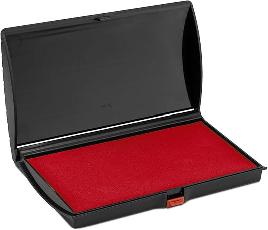 Large Premium Red Ink Stamp Pad - 3" by 6" - Quality Felt Pad - Case with Closing snap-DeskLoop Office