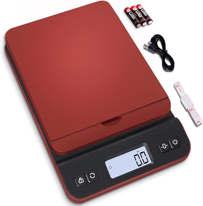 QP Shipping Scale, 86lb/0.1oz Digital Scale for Packages, Postal Scale with Hold/Tare Function, Back-lit LCD Display, Flip-up Holder, Shipping Scale for Small Business, Battery & Tape Measure Included-DeskLoop Office