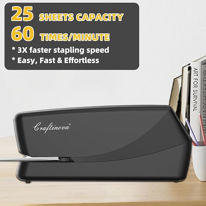 Electric Stapler,Automatic,Inclued 2000 Staples and 1 Staple Remover, Heavy Duty Can Store 210 Staples,AC or Battery Powered Stapler Heavy Duty, 25 Sheet Capacity.-DeskLoop Office