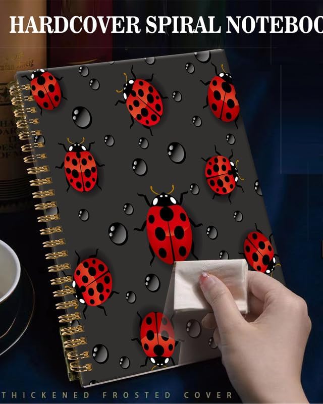 Spiral Journal Notebook,A5 Hardcover Lined Journals for Women Girl 6 x 8.3 in,120 Pages Thick Paper,Cute College Ruled Writing Notebook for Gifts Office Work School(Beautiful Red Ladybug)-DeskLoop Office