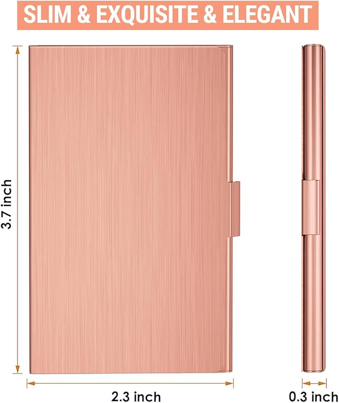 MaxGear Stainless Steel Business Card Holder, Slim Card Case, Rose Gold | Soft - Image 6