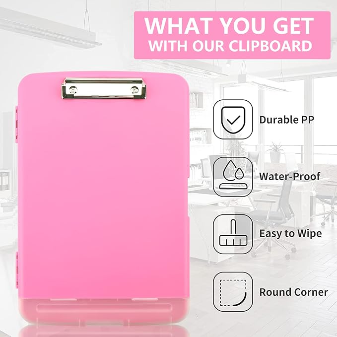 SFLHHDM Plastic Clipboard with Storage, High Capacity Clip Boards 8.5x11 with - Image 7