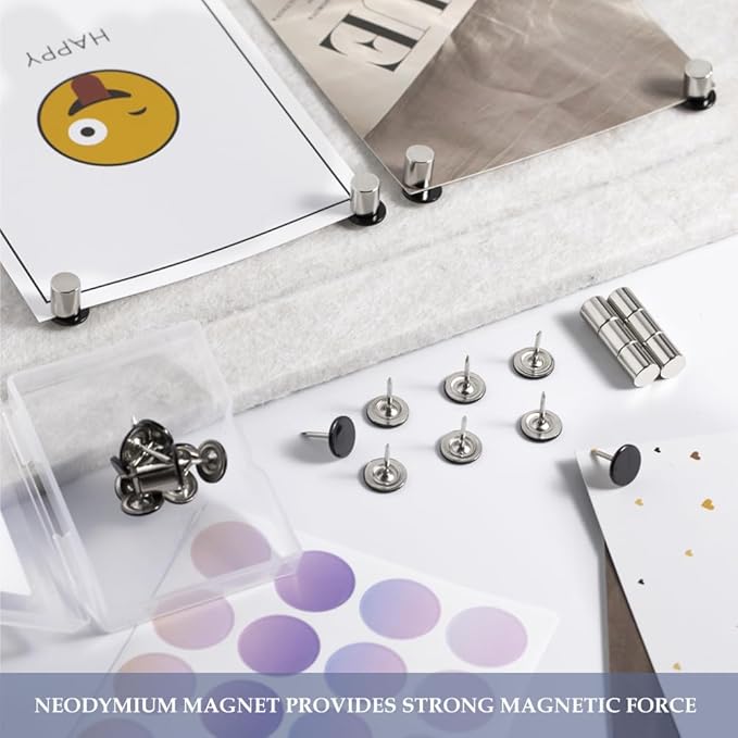 50 Sets Magnetic Pushpins, Magnet Thumbtack, Poster and Photo Hangers for Walls Bulletin Boards-DeskLoop Office
