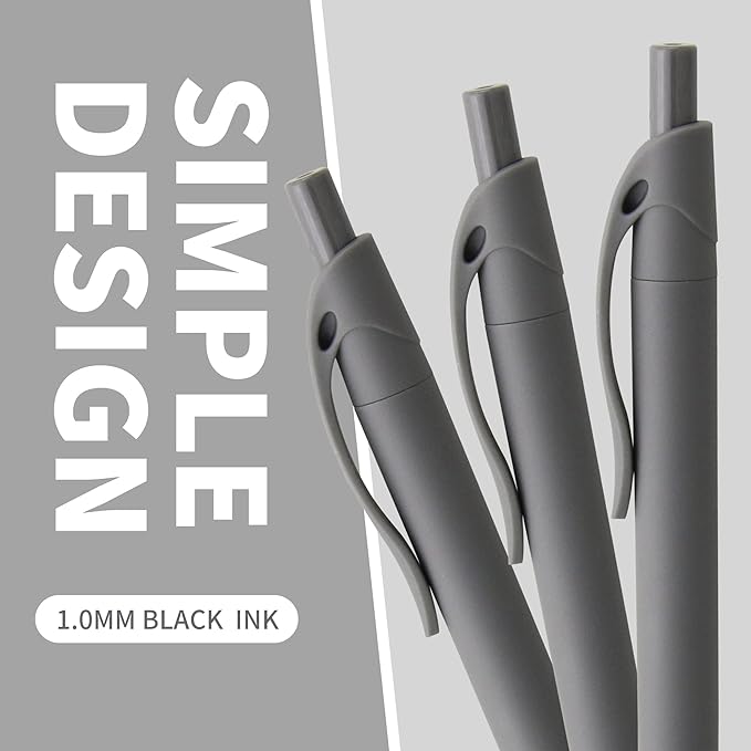 deegtran Pens Bulk, 50 Pack No Bleed Grey Barrel Click Pens, Wholesale Retractable Ballpoint Pens, Pen Medium Point, Smooth black Ink Pen, 1.0MM-DeskLoop Office