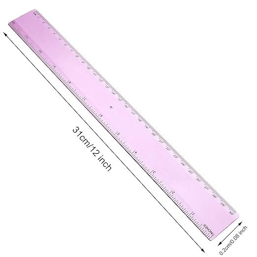 EBOOT 2 Pack Plastic Ruler Straight Ruler Plastic Measuring Tool for Student School Office (Pink, 12 Inch)-DeskLoop Office