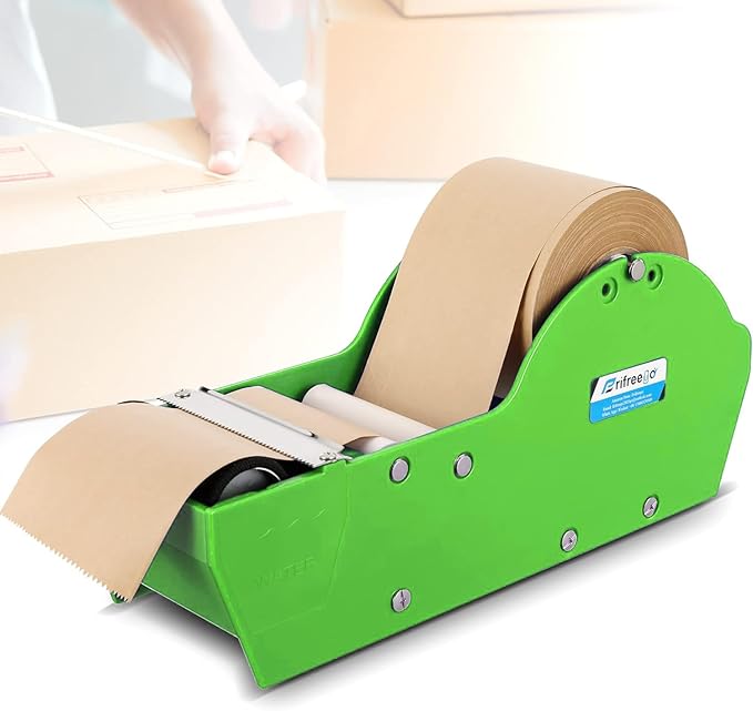 Water-Activated Tape Dispenser, Manual Kraft Gum Tape Dispenser, Width Adjustable 1.18-3.15", Light Weight & Portable Packing Tape Dispenser Set, Green-DeskLoop Office