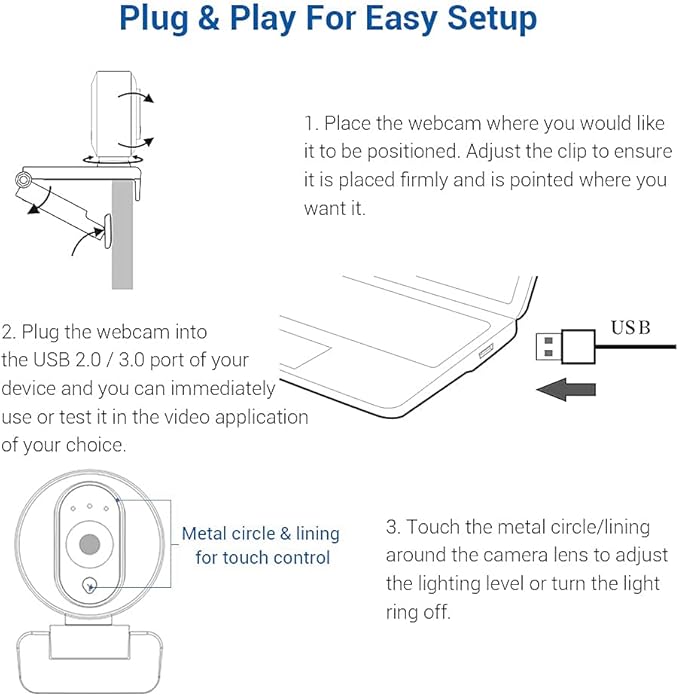 NexiGo N680E 1080P Webcam with Ring Light, Privacy Cover and Dual Microphone, Advanced Auto-Focus, Adjustable Brightness, Streaming Web Camera for Zoom Skype Facetime, PC Mac Laptop Desktop-DeskLoop Office