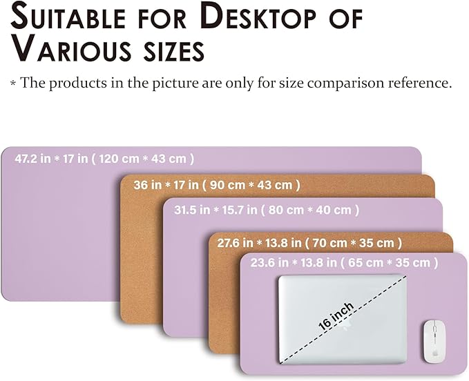 Cork Purple Desk Mat - Dual-Sided Desk Pad for Office and Home - Desk Organization and Accessories - Ideal for Large Mouse Pad and Desk Mats on Top of Desks(36"x 17")-DeskLoop Office