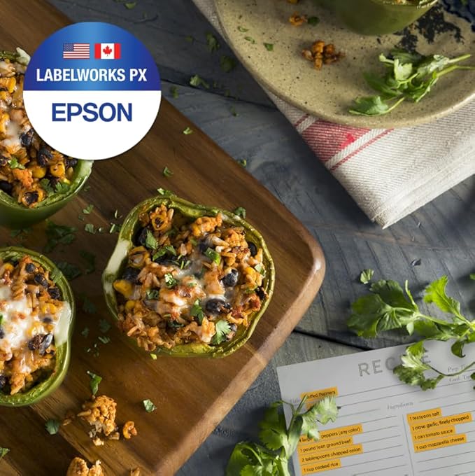 Epson LABELWORKS 224BMYPX Genuine PET (Polyester) Tape Cartridge - Black on Matte Yellow Designer Craft Label Maker Tape - 1" (24MM) Wide, 26'-DeskLoop Office