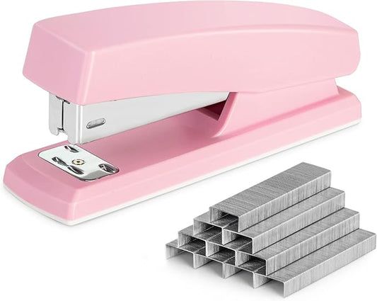 Deli Stapler, Desktop Staplers with 640 Staples, Office Stapler, 25 Sheet Capacity, Pink-DeskLoop Office
