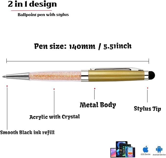 Personalized Pens Bulk Custom Ballpoint Pens with Business Name Message Logo, Customized Engraved Pens with Stylus for Birthdays Anniversaries Graduations 12pcs/Pack-DeskLoop Office