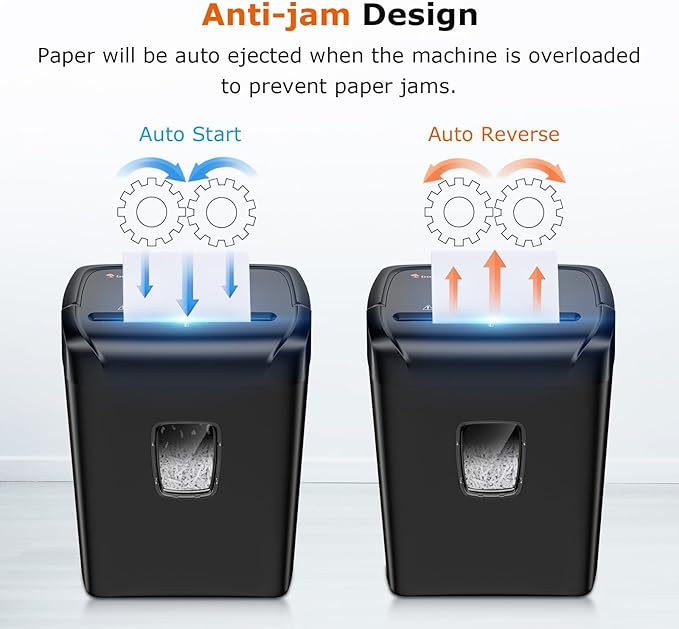 Bonsaii 12-Sheet Paper Shredder for Home Office Use, 10-Minute Cross Cut Shredder with 5.5 Gallons Bin, P-4 High Security Heavy Duty Office Shredder Shred CD/Credit Card-DeskLoop Office