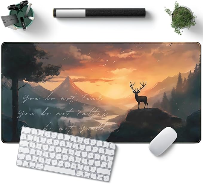 Misty Forest Desk Pad Mat Anime Mouse Pad Gaming Playmat, Large Mouse Pad Deer Desk Mouse Laptop Keyboard Pad Computer Mats for Desktop Full Desk Mouse Pads Office Desk Game(31.5x15.8 in)-DeskLoop Office