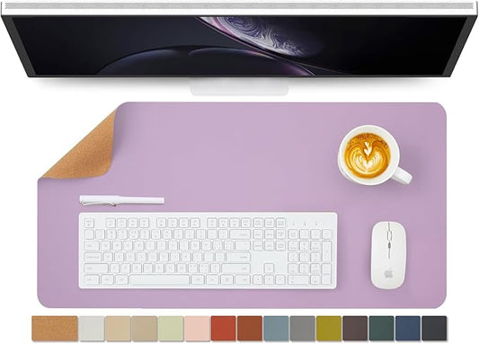 Cork Desk Mat - Dual-Sided Desk Pad for Office and Home - Desk Organization and Accessories - Ideal for Large Mouse Pad and Desk Mats on Top of Desks(Purple,27.6"x 13.8")-DeskLoop Office