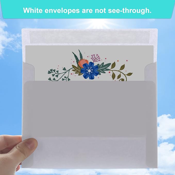Joyberg 50 Packs 5x7 Envelopes, White A7 Envelopes for Invitations, Printable, Self Seal for Weddings, Invitations, Photos, Postcards, Greeting Cards, Mailing-DeskLoop Office