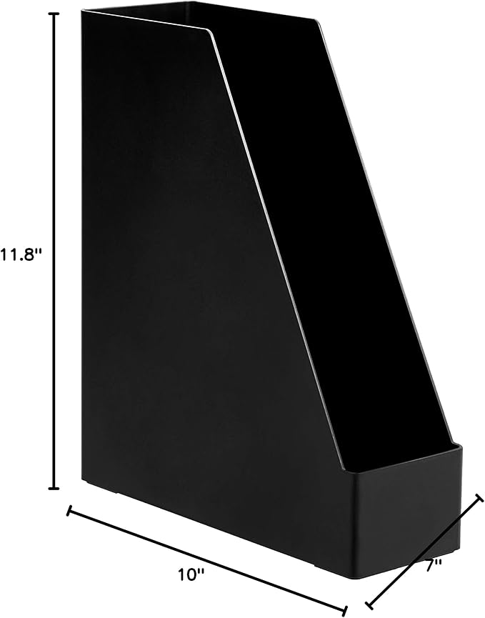 Amazon Basics Plastic Desk Organizer - Vertical Magazine and File Holder, Black, 2-Pack-DeskLoop Office