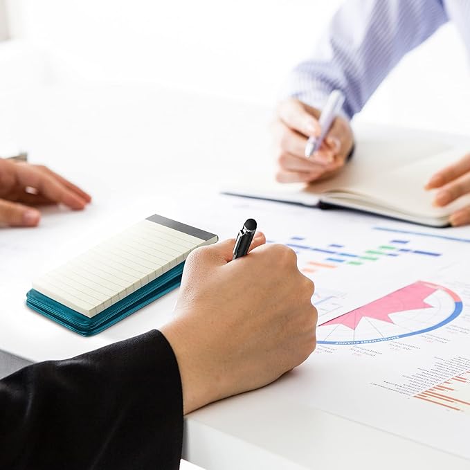 Outus 10 Pcs Pocket Notebook with Pen Set Included Mini Pocket Notepad Holder with 50 Lined Sheets, Metal Pen, 8 Pcs 3 x 5 Inch Memo Book Refills, 30 Lined Paper Per Note Pad (Sky Blue)-DeskLoop Office