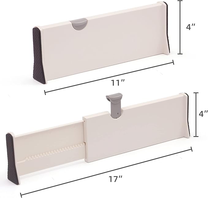 Set of 8 Adjustable Drawer Dividers Organizer Separators Plastic Dresser Organizer for Bedroom, Bathroom, Closet, Office Desk, Kitchen Storage-DeskLoop Office