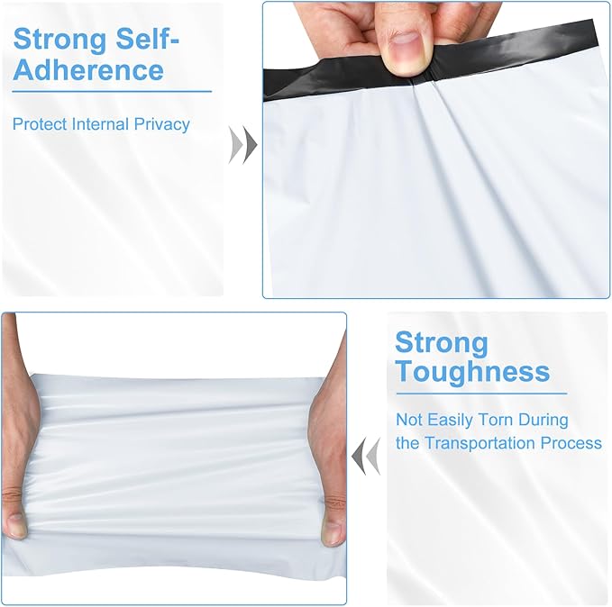 120-Piece White Poly Mailers - 6x9 Inch Shipping Envelopes with Self-Adhesive Seal, Waterproof and Tear-Proof Postal Bags-DeskLoop Office