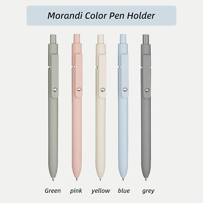 Gel Pens, 5 Pcs 0.5mm Fine Point Smooth Writing Japanese Cute High-End Series Black Ink Pens for Journaling Note Taking, School Office Supplies for Women Men (5 Pcs Morandi)-DeskLoop Office