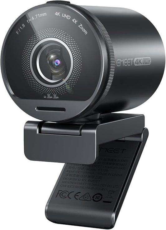 EMEET SmartCam S800-4K Webcam for Streaming, Sony 1/2'' Sensor, Supports HDR, PDAF&TOF Dual-autofocus, 1080P@60fps, 2 Noise-Cancelling Mics, 40°-73° FOV, Perfect for Live Streaming&Online Meetings-DeskLoop Office