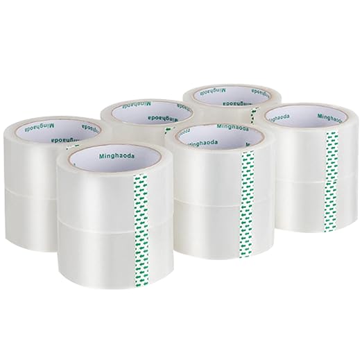Clear Packing Tape (12 Rolls), Heavy Duty Packaging Tape for Shipping Packaging Moving Sealing, 2 inches Wide, 65 Yards Per Roll-DeskLoop Office
