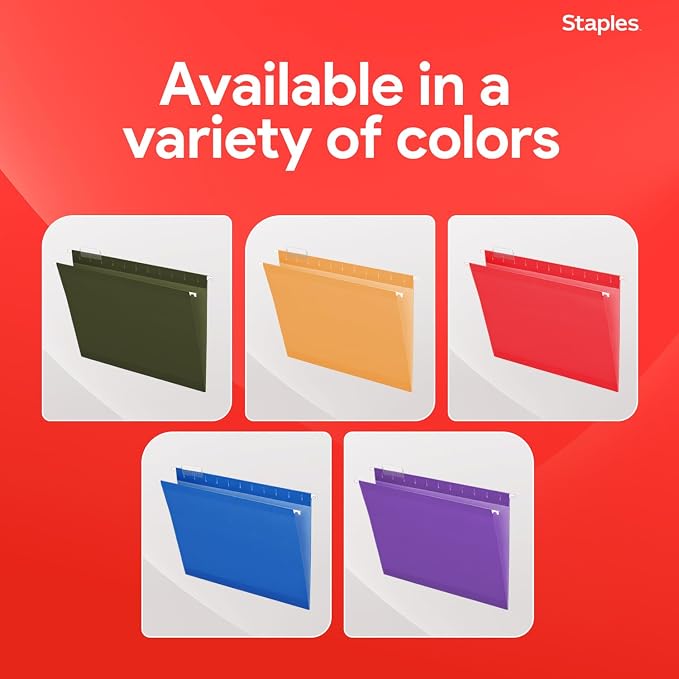 Staples Hanging File Folders, Letter Size, 1/5‑Cut Tabs, Standard Green - Image 8